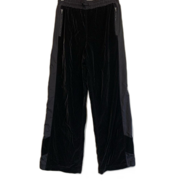 Free People Movement Morning to Midnight black velvet inset Athleisure pants xs - Picture 1 of 8